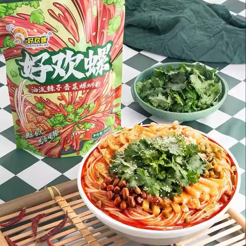 好欢螺 螺蛳粉油泼辣子香菜味 Corn Noodles Chili Oil and Vegetables with Coriander Flavour 270g