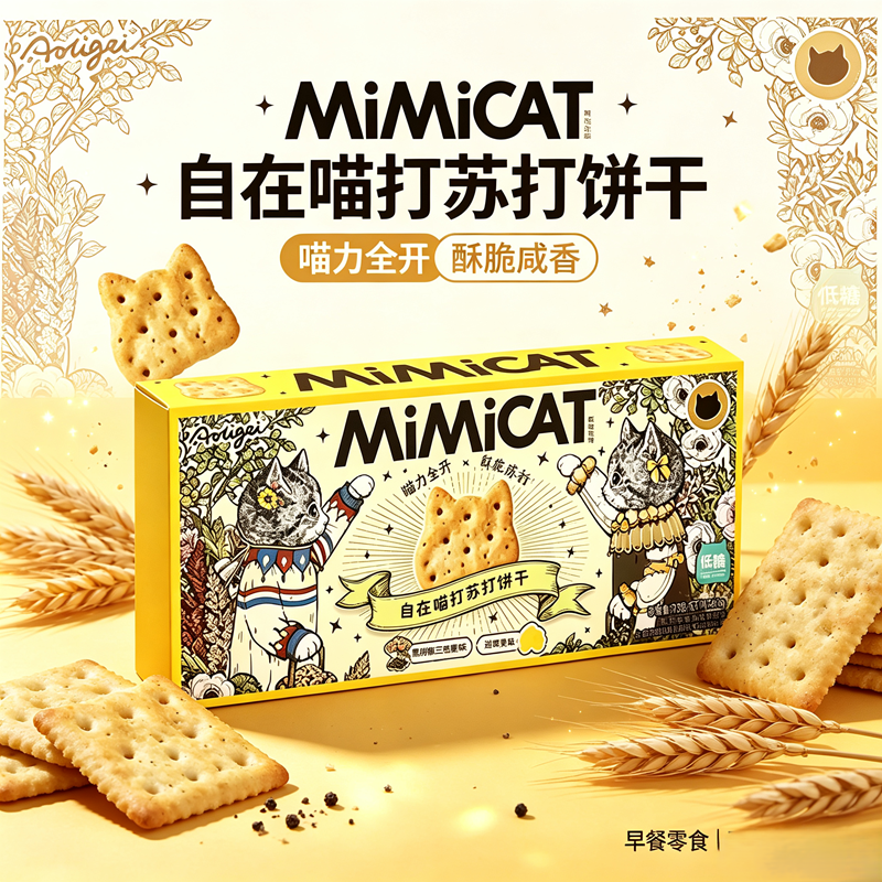 MiMiCAT 自在喵打苏打饼干 黑胡椒三色藜麦味 Soda crackers black pepper & tri-color quinoa flavour 72g