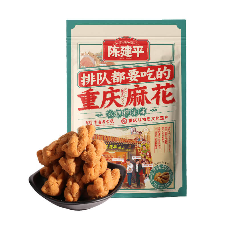 陈建平麻花 冰糖糯米味 Dough Twist Rock Sugar Flavor 400g