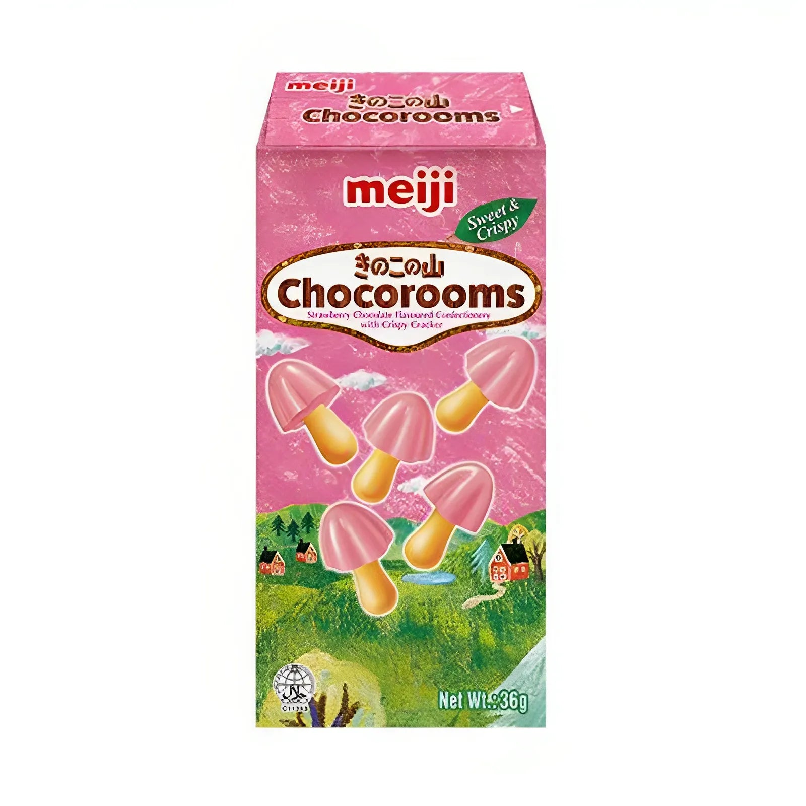 明治 草莓蘑菇力 Strawberry Chocolate Biscuits Chocorooms 36g