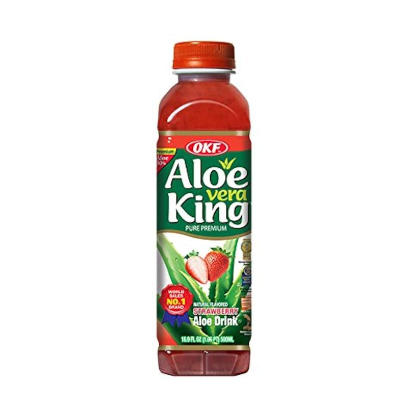 韩国 OKF 草莓味饮料 OKF Aloe Vera King drink STRAWBERRY 500ml