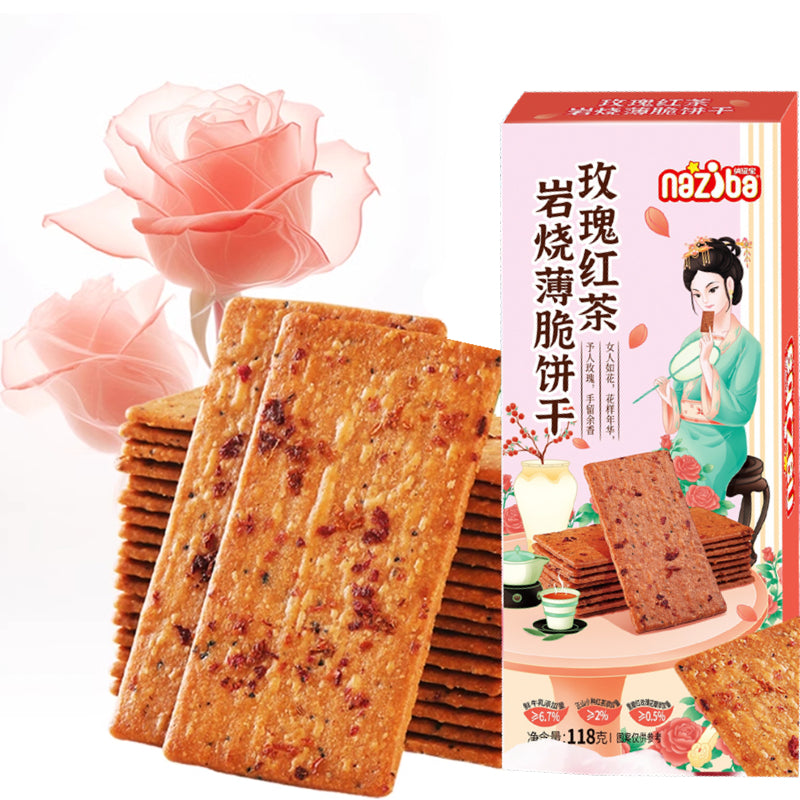 (B.B.D 27.01.2026)纳滋宝 玫瑰红茶岩烧薄脆饼干 Rose Black Tea Crisps 118g