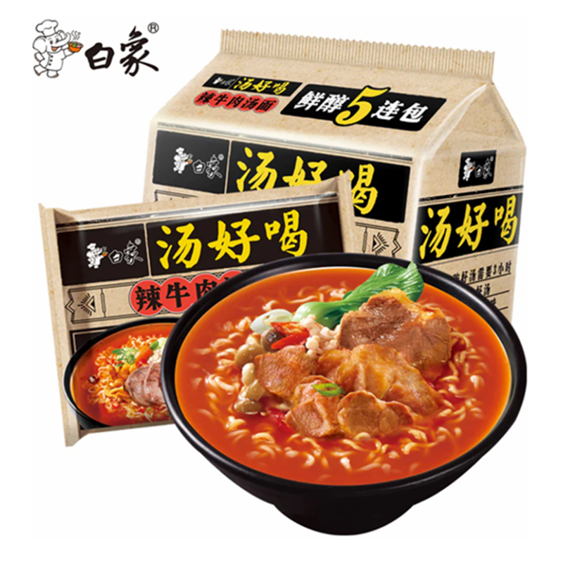 白象 汤好喝 辣牛肉汤面 Inst Noodle Soup Art.Beef spicy 96g*5