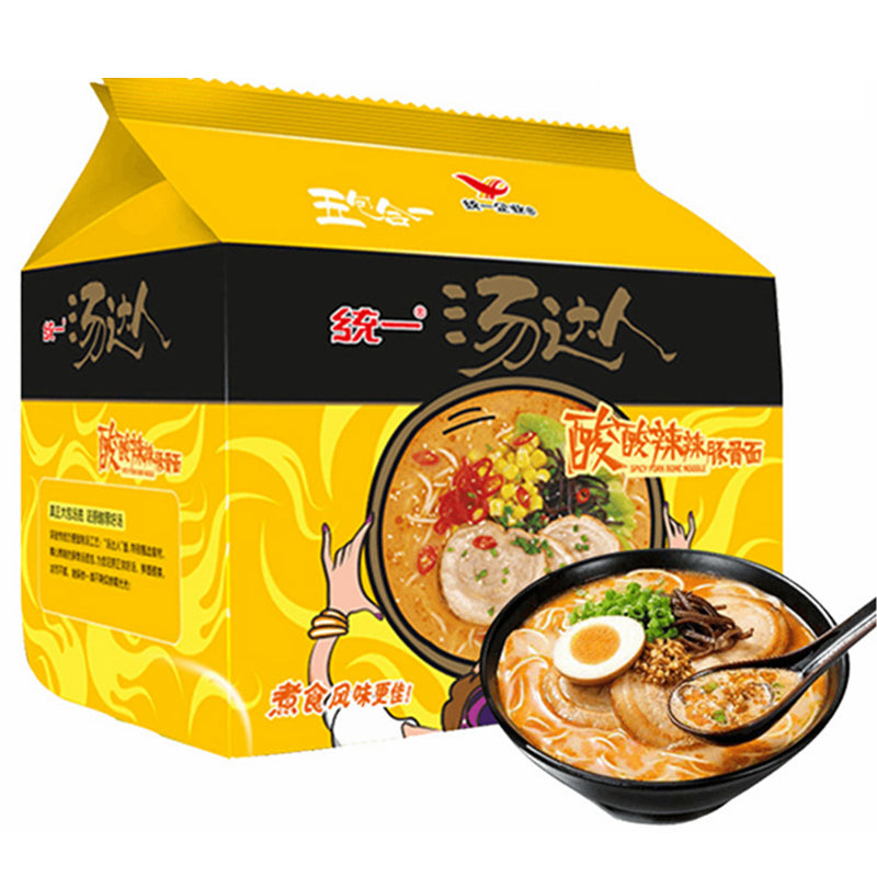 汤达人 酸酸辣辣豚骨面 5连包 Instant Noodles Sour Hot Tonkotsu Ramen Flavour 130g*5