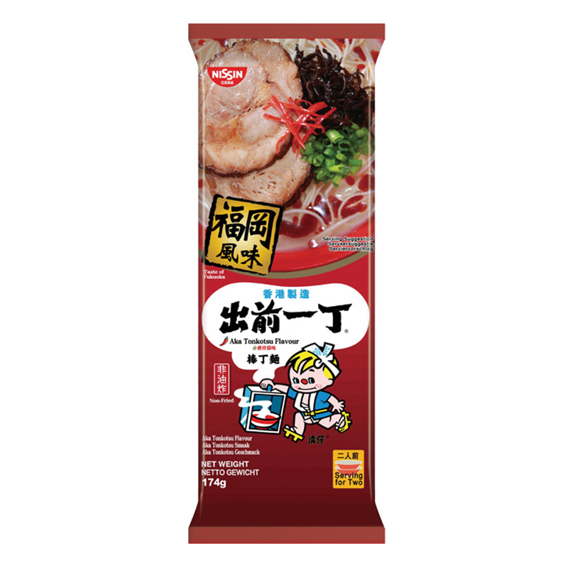 出前一丁 棒丁面  赤猪骨汤面 Nissin Demae Ramen Bar Noodle-Aka (Spicy) Tonkotsu Flavour 174g