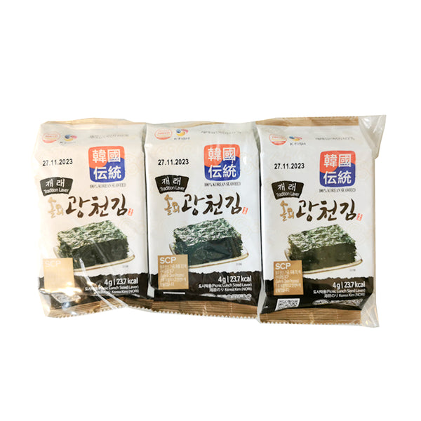 韩国 原味海苔 Roasted Seaweed Original 4gx3