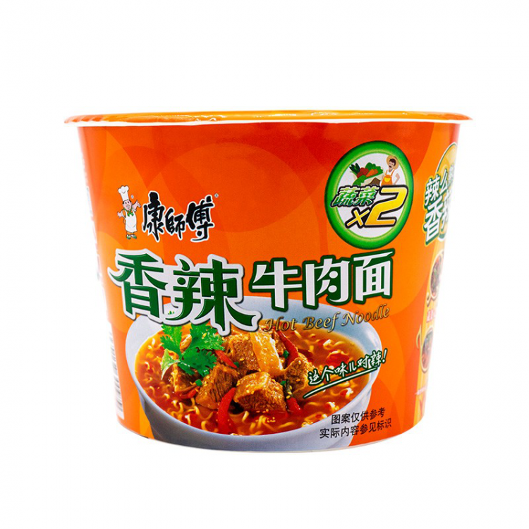 康师傅 香辣牛肉面(桶装 )KSF Instant Noodl- Beef Spicy 108g