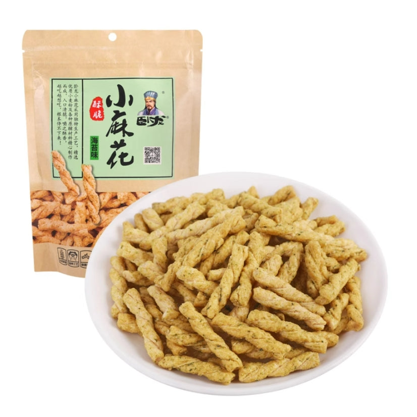 卧龙 海苔小麻花 Wolong Mini Mahua Fried Dough Twist Seaweed Flavor 138g