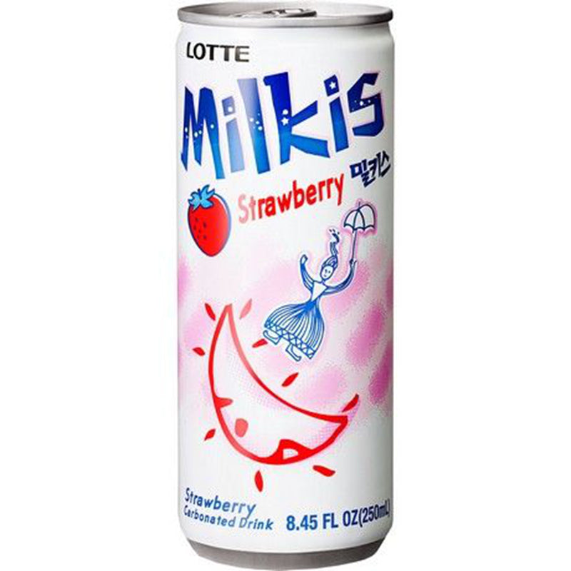 韩国 乐天草莓软饮 Milkis Soft Drink Strawberry Can 250ml