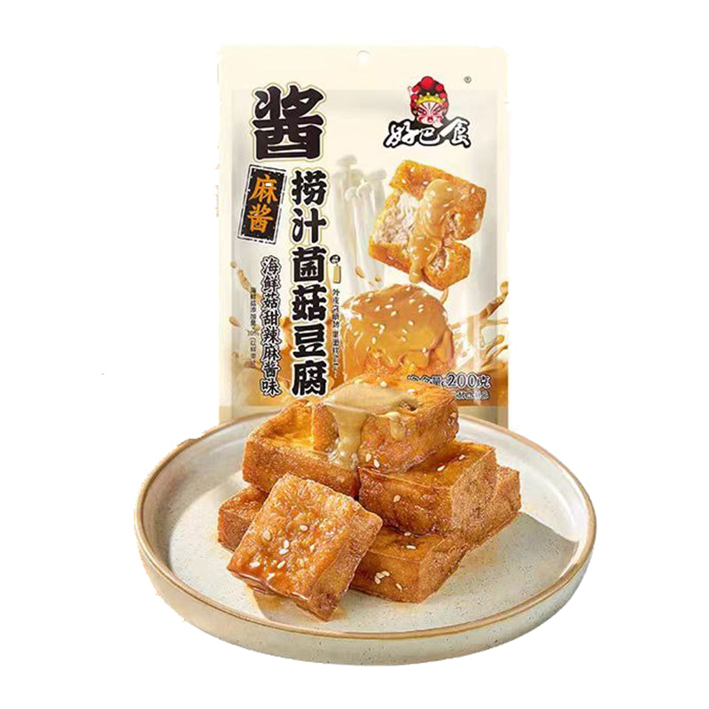 好巴⻝ 捞汁菌菇⾖腐海鲜菇 甜辣麻酱味 Mixed Mushrooms & Tofu with Seafood Mushrooms Sweet Spicy Sesame Flavor 200g