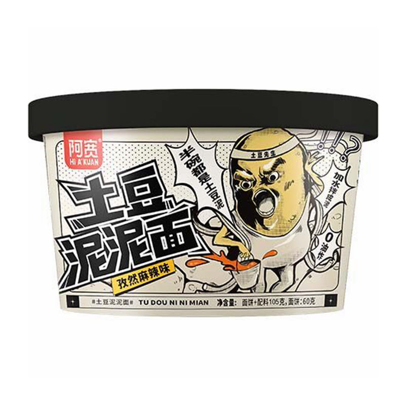 阿宽 土豆泥泥面 孜然麻辣 Mashed Potato Noodles Hot & Spicy Bowl 105g