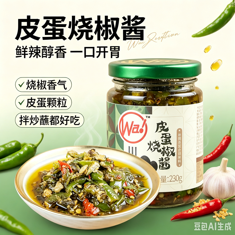川娃子 皮蛋烧椒酱 Preserved Egg Roasted Chili Sauce 200g