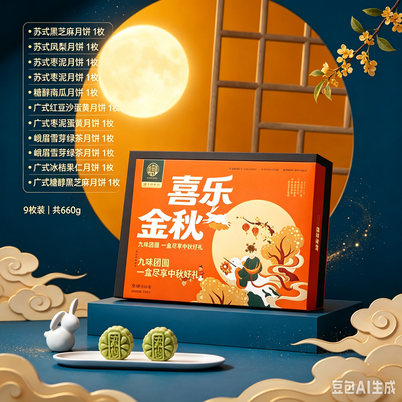 稻香村 喜乐金秋月饼礼盒 Joyful Golden Autumn Giftbox 660g