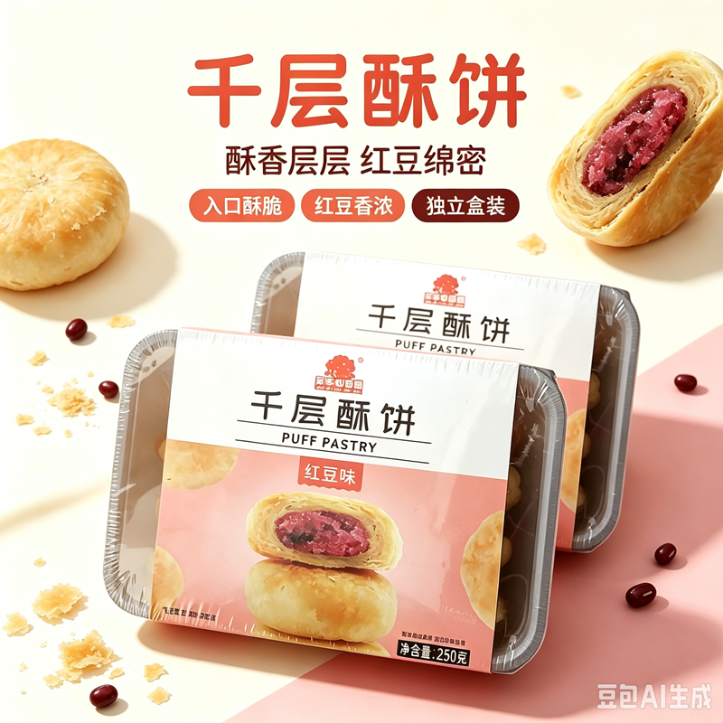 Aji 菓子町园道千层红豆酥饼 Puff Pastry Biscuit Red Bean Flavor 250g