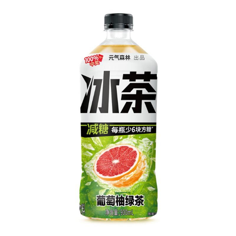 元气森林 葡萄柚冰绿茶  GrapefruitIced Green Tea 900ml