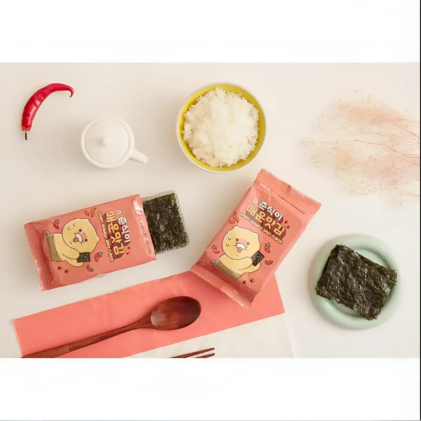 KCK 韩式即食海苔片 辣味 Choonsik Crispy Seaweed Spicy 5g*3
