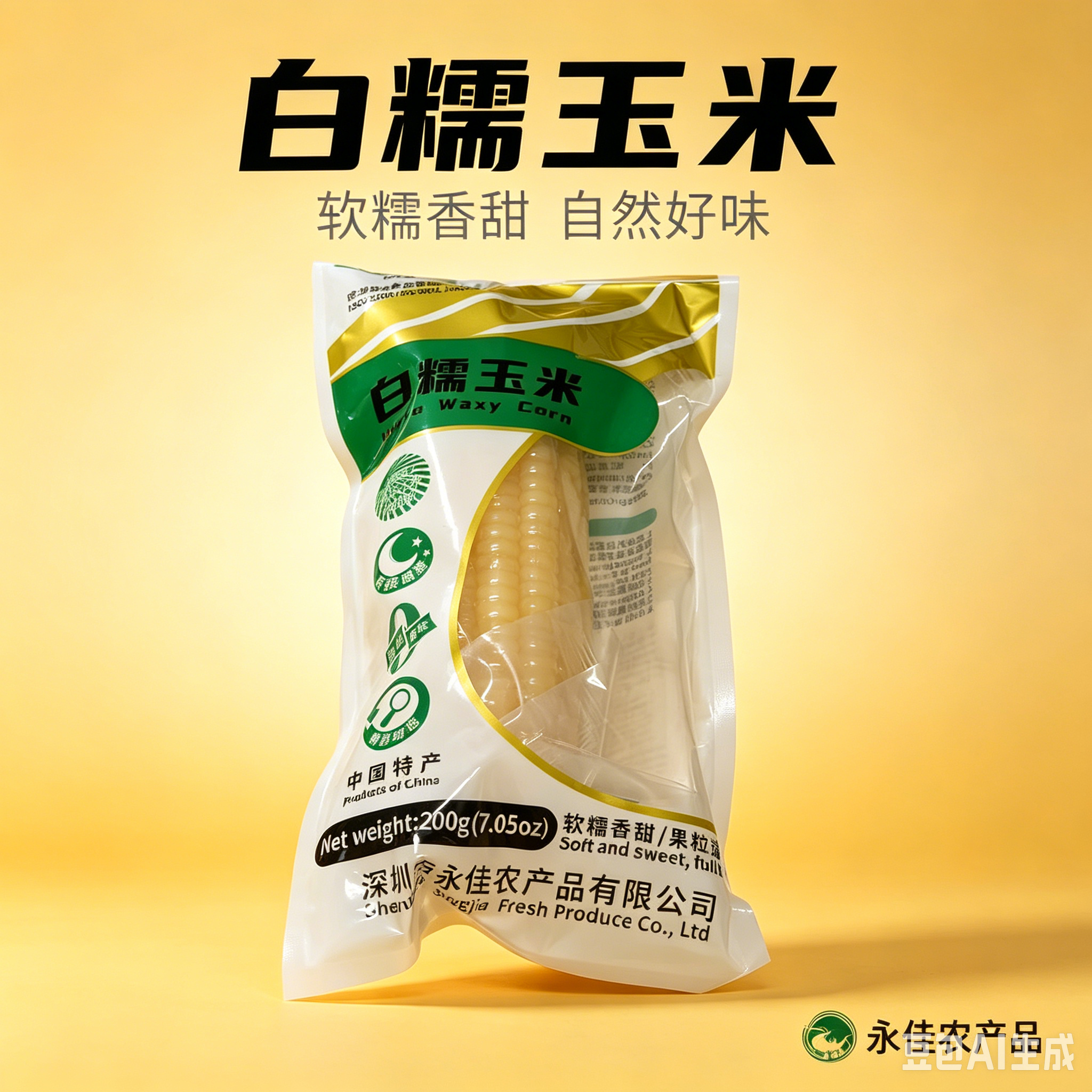 永佳 白糯玉米 Vacuum white Waxy Corn 200g