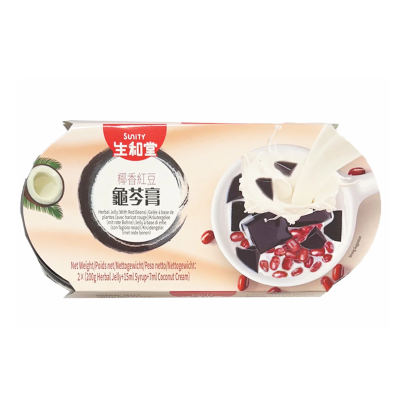 (临期21.03.25)生和堂 椰香红豆龟苓膏（2盒装） SUNITY HERBAL JELLY ROCK COCONUT & RED BEAN 2 PACKS 444g