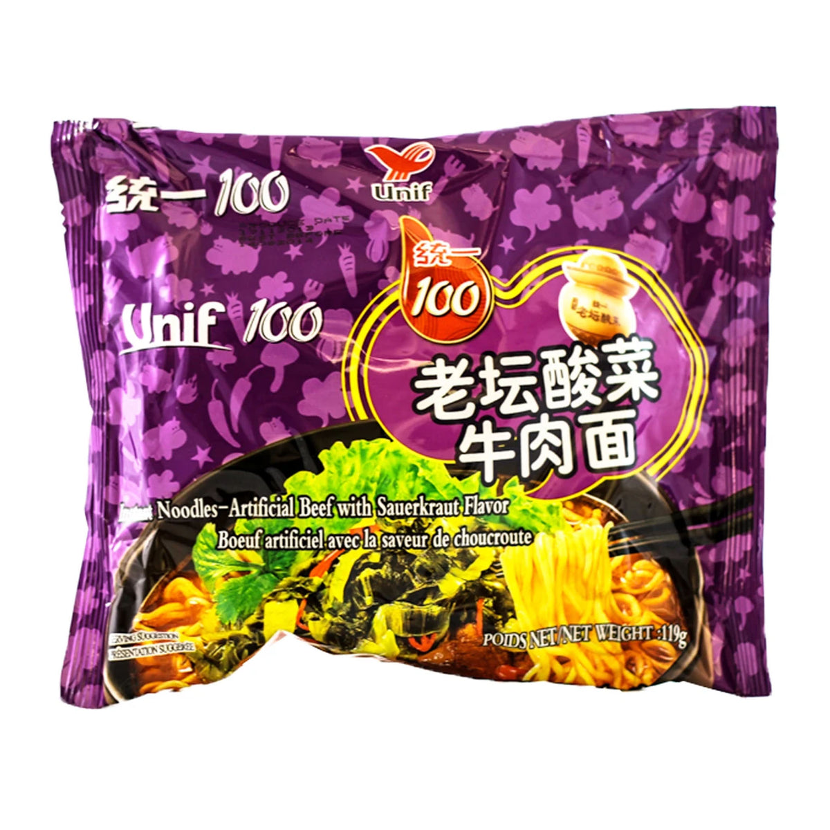 统一 100 老坛酸菜牛肉面 Unif100 Instant Noodle Beef Sauerkraut 119g